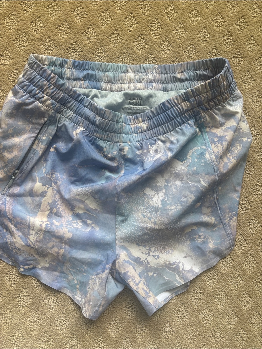 Athleta Blue Marble-Print Girls' Athletic Shorts